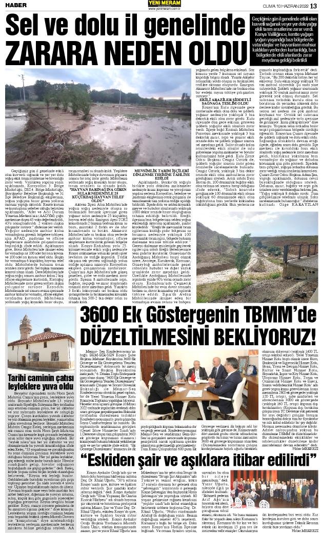 10 Haziran 2022 Yeni Meram Gazetesi
