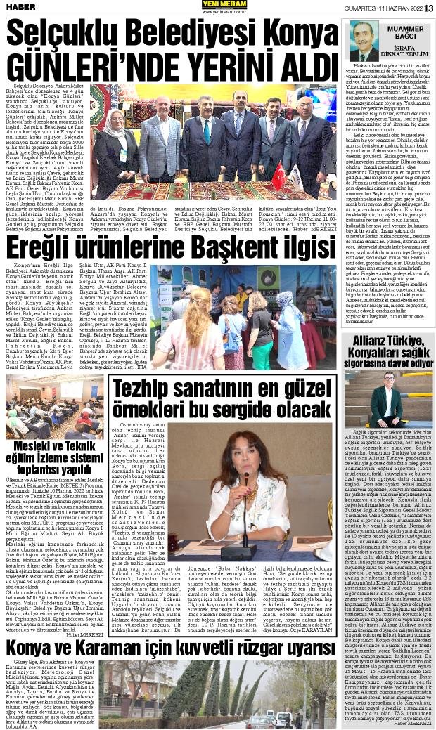 11 Haziran 2022 Yeni Meram Gazetesi