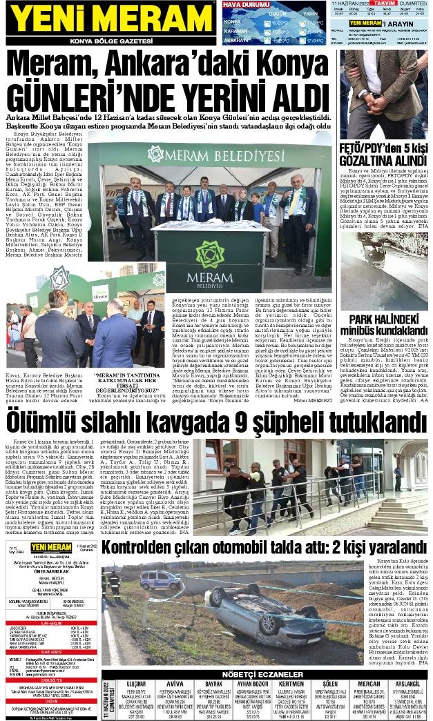 11 Haziran 2022 Yeni Meram Gazetesi