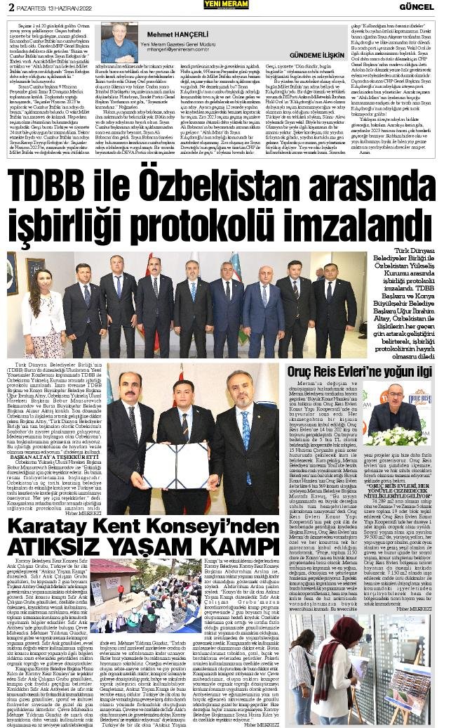 13 Haziran 2022 Yeni Meram Gazetesi
