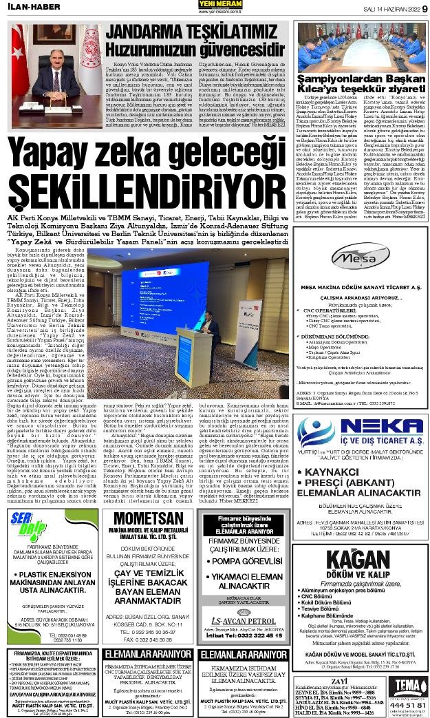 14 Haziran 2022 Yeni Meram Gazetesi
