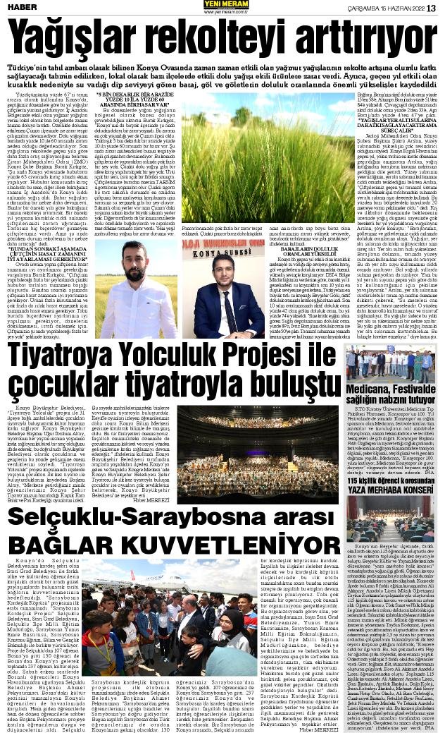 15 Haziran 2022 Yeni Meram Gazetesi
