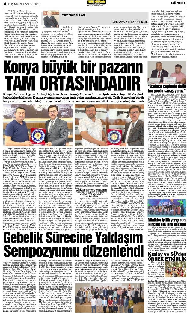 16 Haziran 2022 Yeni Meram Gazetesi
