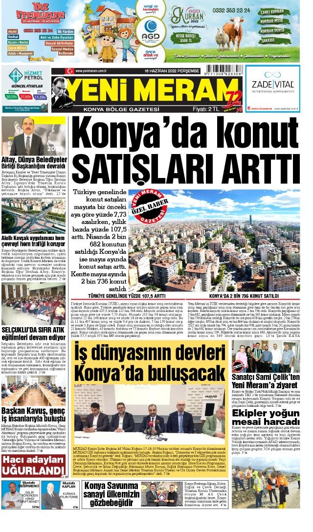 16 Haziran 2022 Yeni Meram Gazetesi
