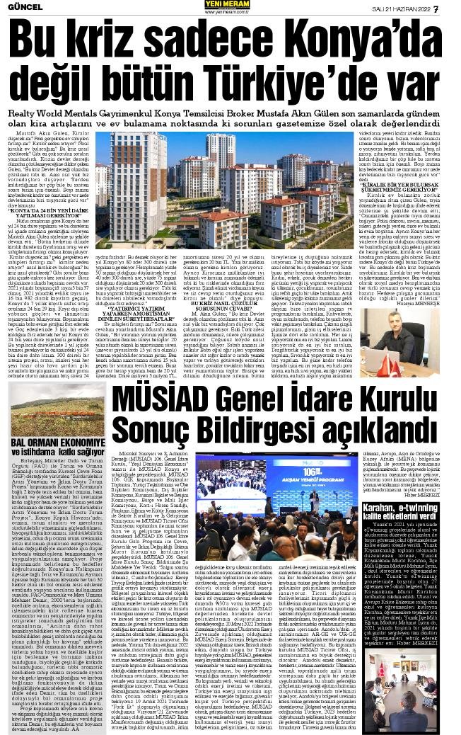 21 Haziran 2022 Yeni Meram Gazetesi
