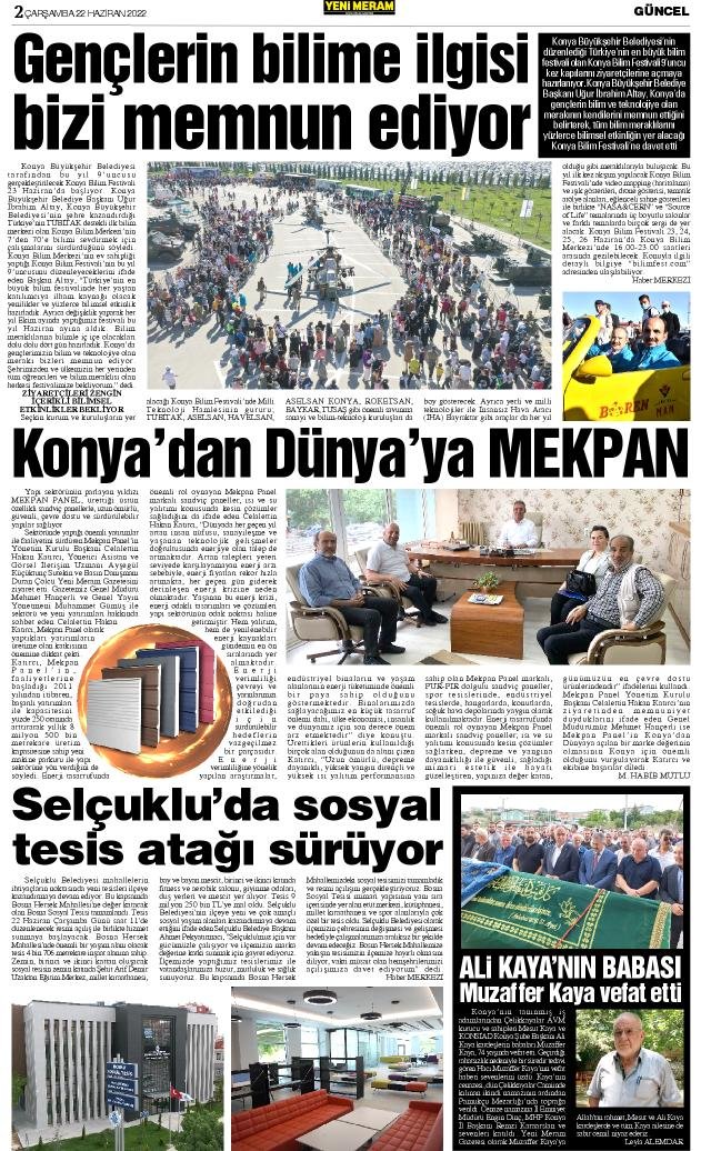 22 Haziran 2022 Yeni Meram Gazetesi
