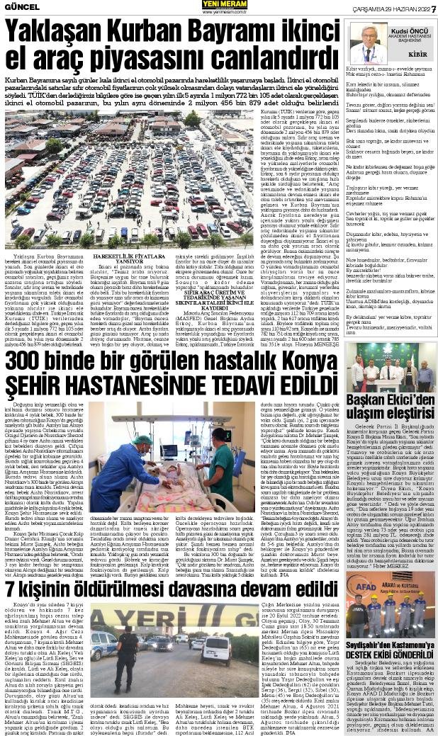 29 Haziran 2022 Yeni Meram Gazetesi

