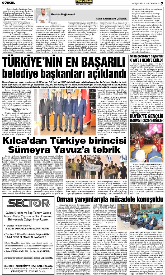 30 Haziran 2022 Yeni Meram Gazetesi
