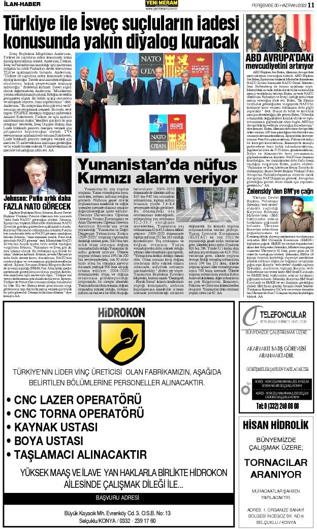 30 Haziran 2022 Yeni Meram Gazetesi
