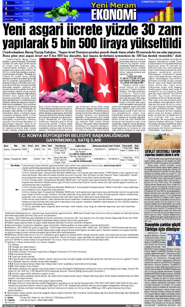 2 Temmuz 2022 Yeni Meram Gazetesi