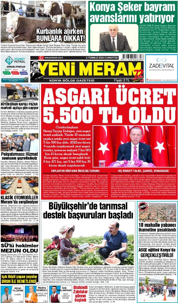2 Temmuz 2022 Yeni Meram Gazetesi