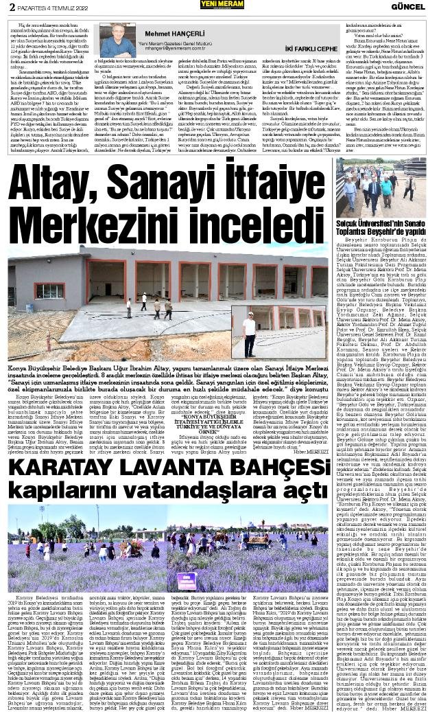 4 Temmuz 2022 Yeni Meram Gazetesi
