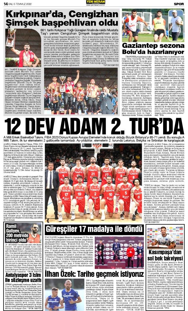 5 Temmuz 2022 Yeni Meram Gazetesi
