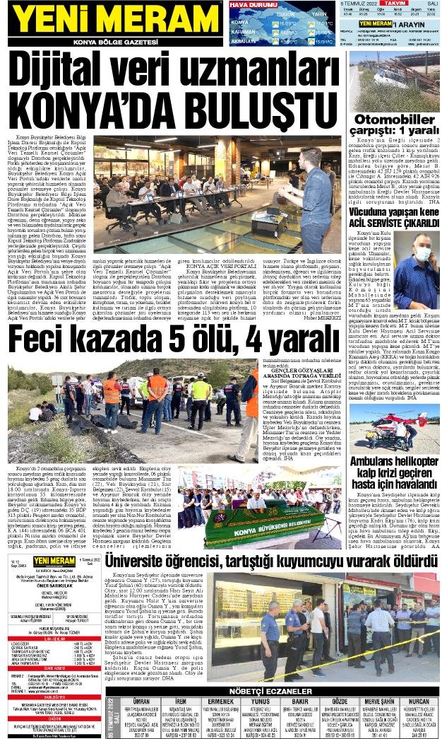5 Temmuz 2022 Yeni Meram Gazetesi
