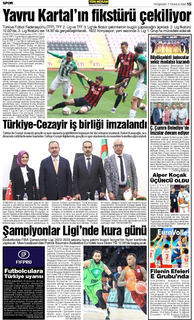 7 Temmuz 2022 Yeni Meram Gazetesi

