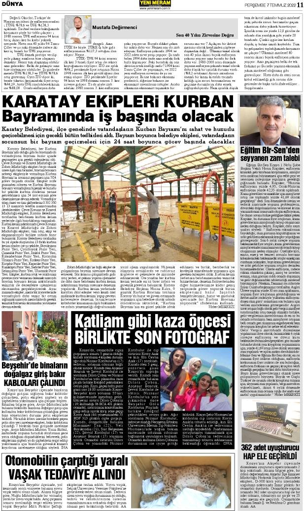 7 Temmuz 2022 Yeni Meram Gazetesi
