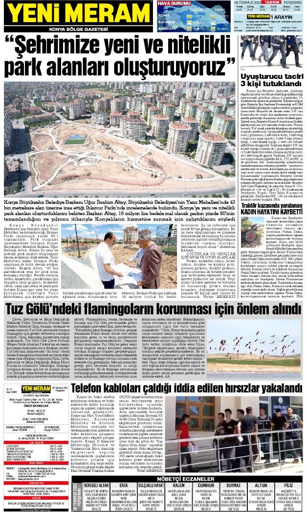 28 Temmuz 2022 Yeni Meram Gazetesi
