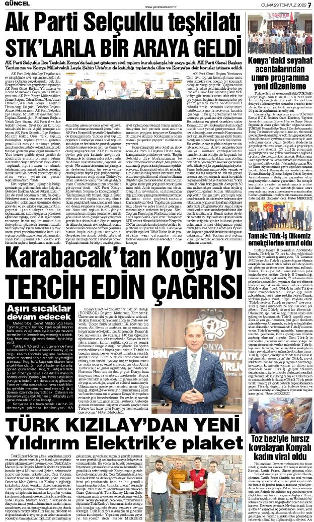 29 Temmuz 2022 Yeni Meram Gazetesi
