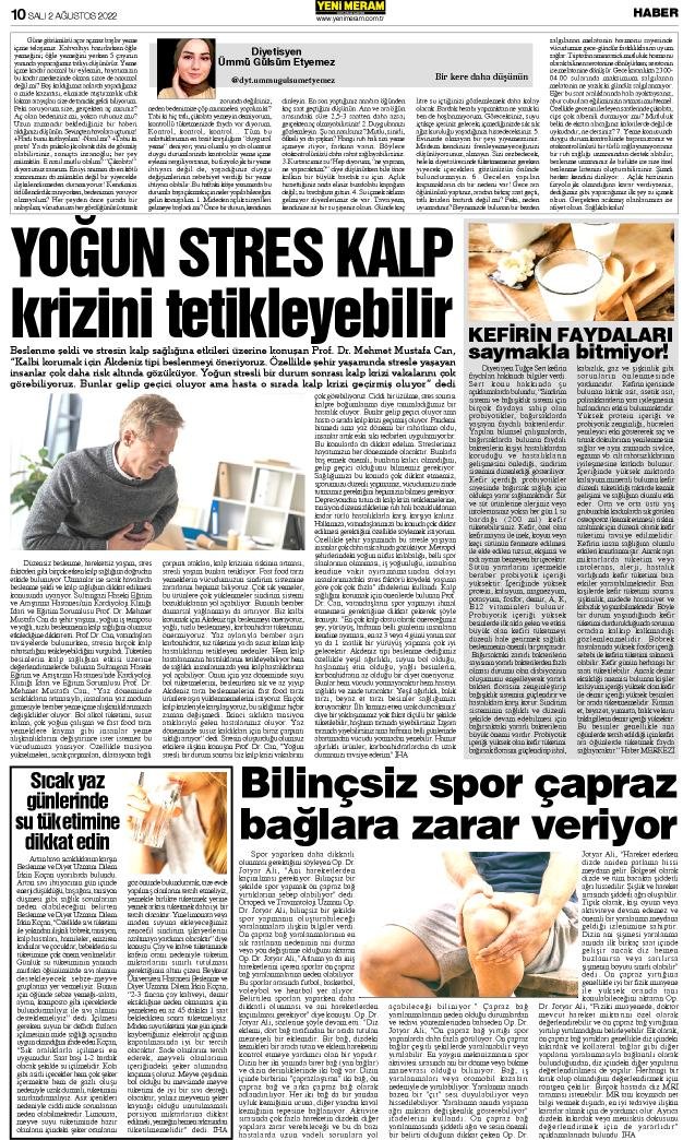 2 Ağustos 2022 Yeni Meram Gazetesi
