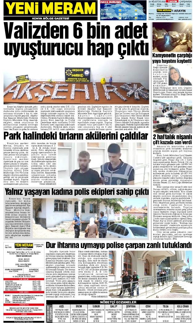 24 Ağustos 2022 Yeni Meram Gazetesi
