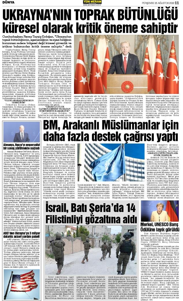 25 Ağustos 2022 Yeni Meram Gazetesi
