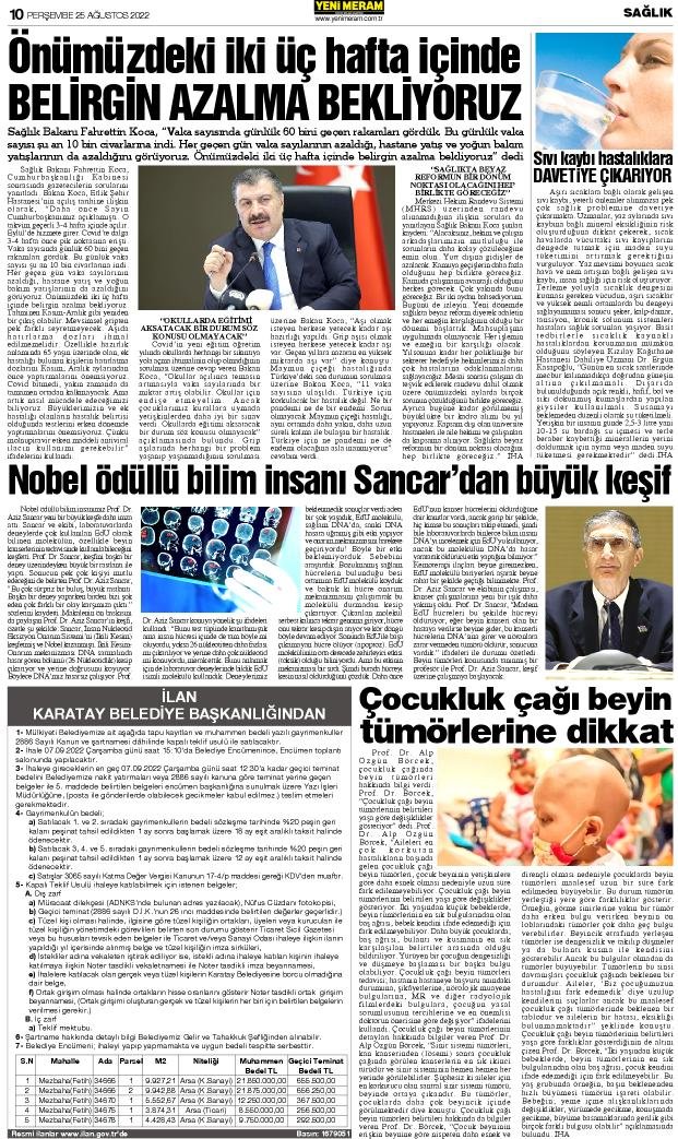 25 Ağustos 2022 Yeni Meram Gazetesi
