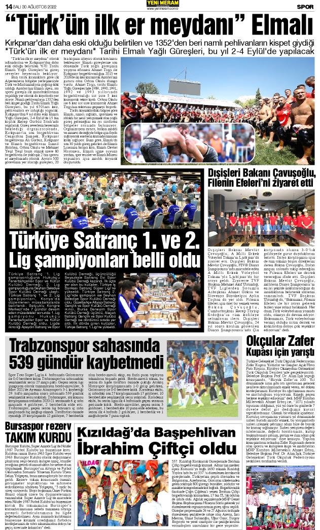 30 Ağustos 2022 Yeni Meram Gazetesi
