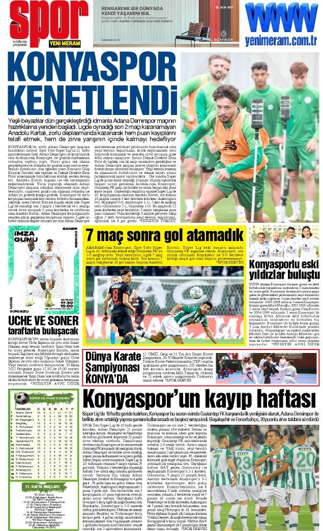 19 Ekim 2022 Yeni Meram Gazetesi
