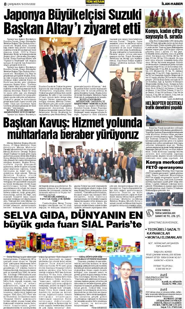 19 Ekim 2022 Yeni Meram Gazetesi
