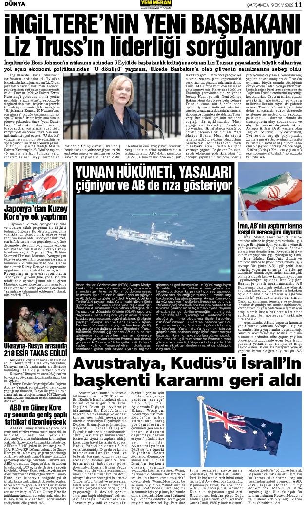 19 Ekim 2022 Yeni Meram Gazetesi
