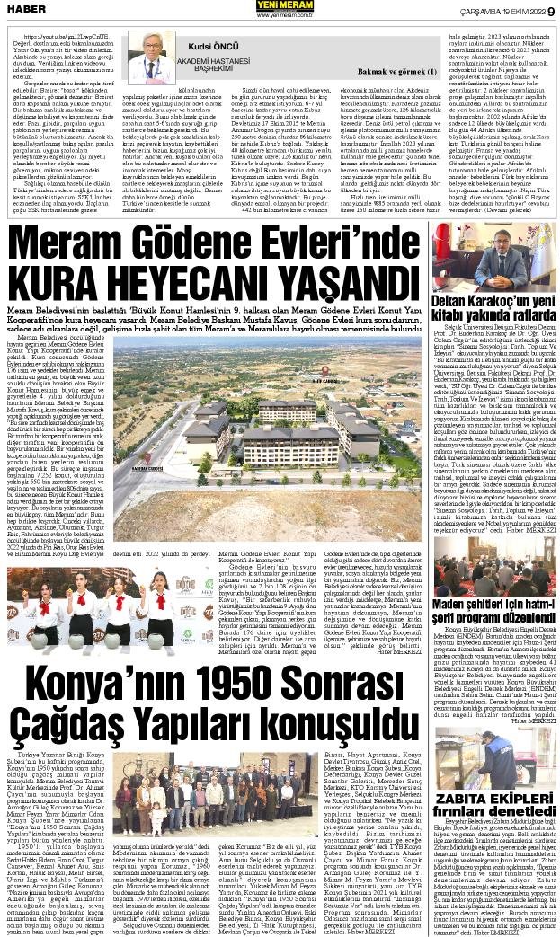 19 Ekim 2022 Yeni Meram Gazetesi
