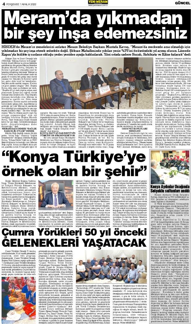 1 Aralık 2022 Yeni Meram Gazetesi
