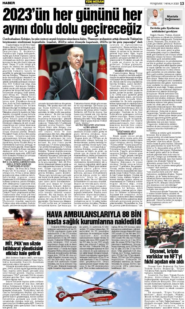 1 Aralık 2022 Yeni Meram Gazetesi
