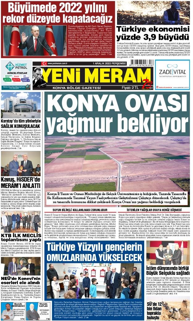 1 Aralık 2022 Yeni Meram Gazetesi
