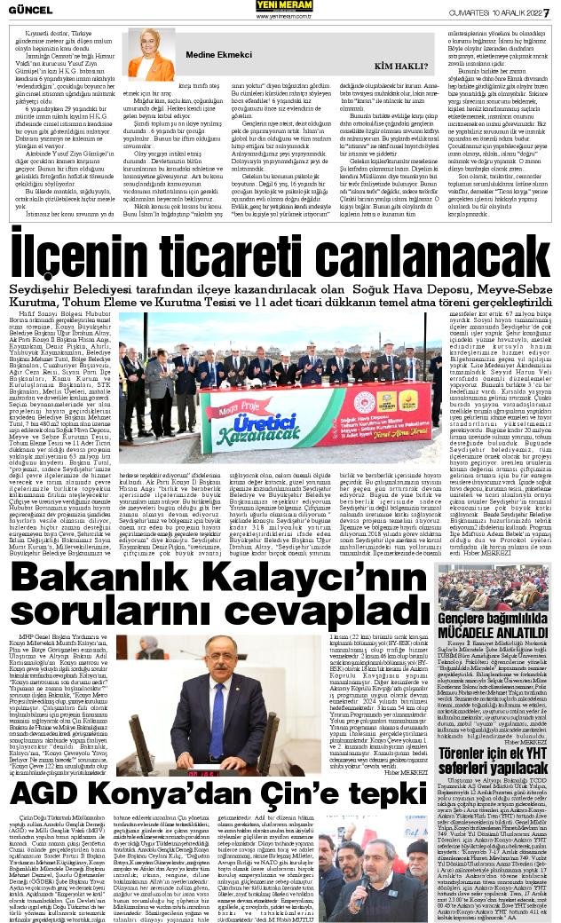 10 Aralık 2022 Yeni Meram Gazetesi