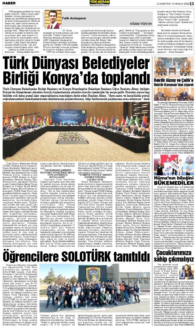 10 Aralık 2022 Yeni Meram Gazetesi