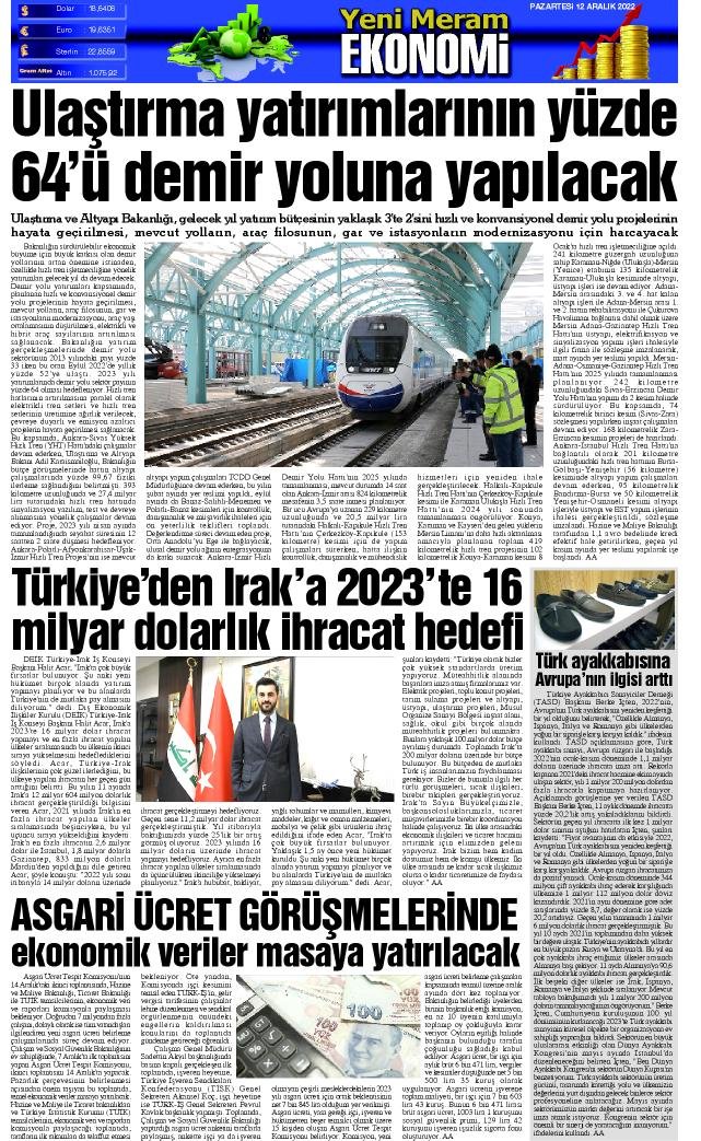 12 Aralık 2022 Yeni Meram Gazetesi
