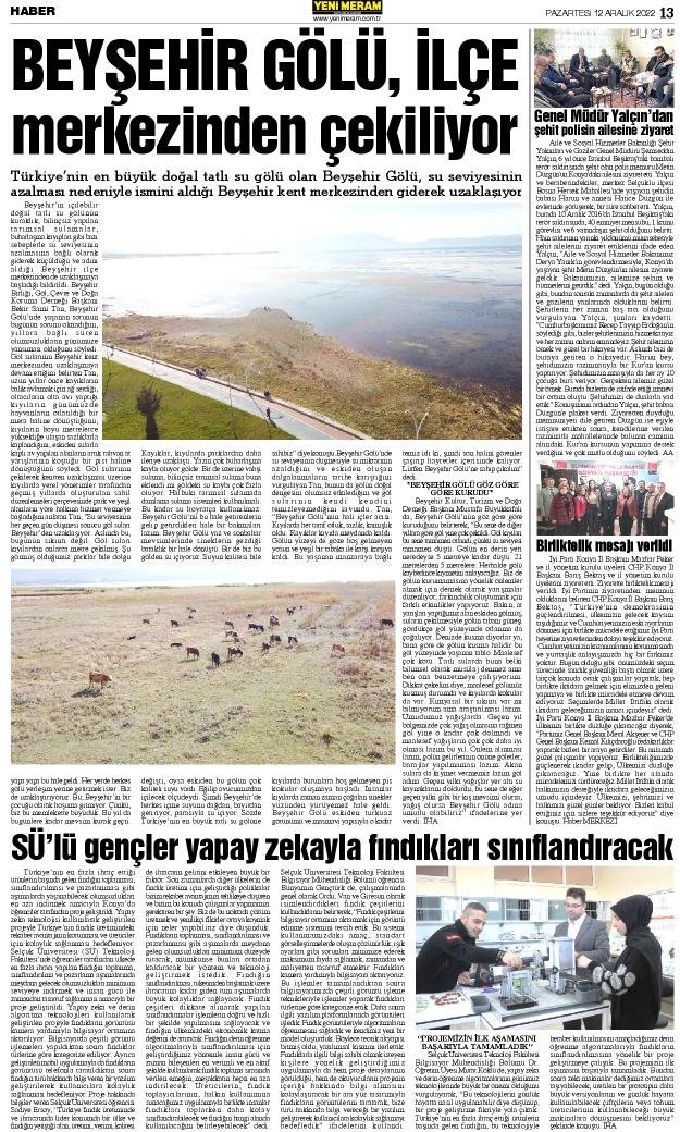 12 Aralık 2022 Yeni Meram Gazetesi
