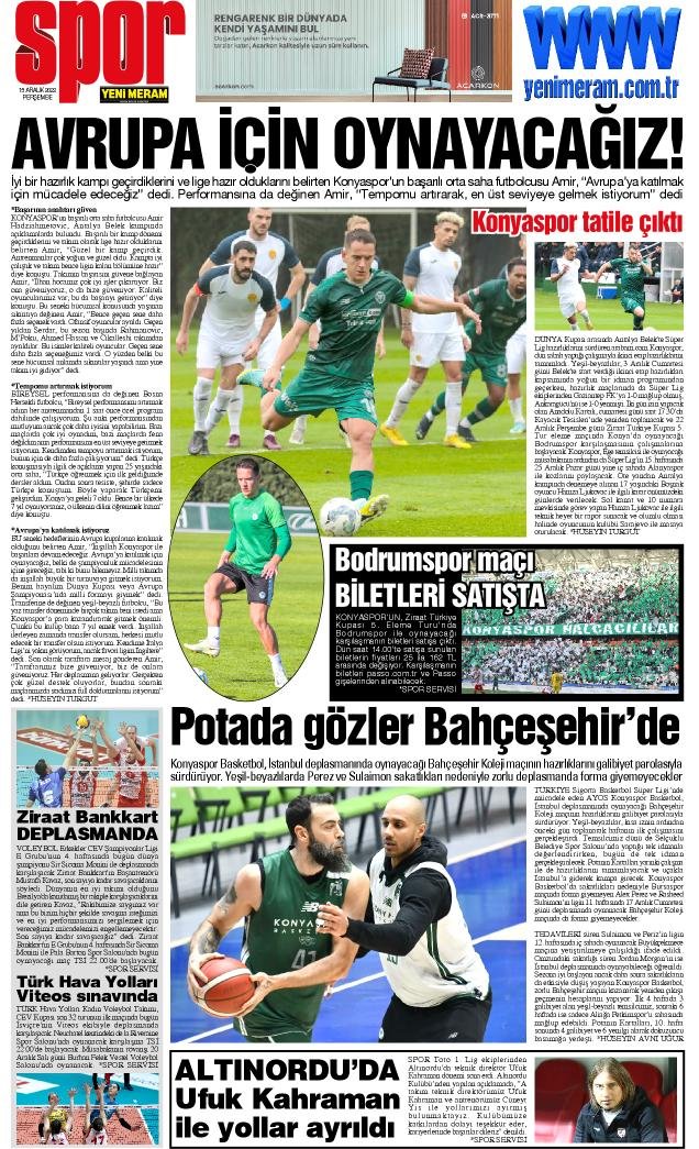 15 Aralık 2022 Yeni Meram Gazetesi
