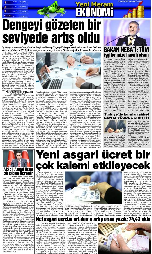 24 Aralık 2022 Yeni Meram Gazetesi