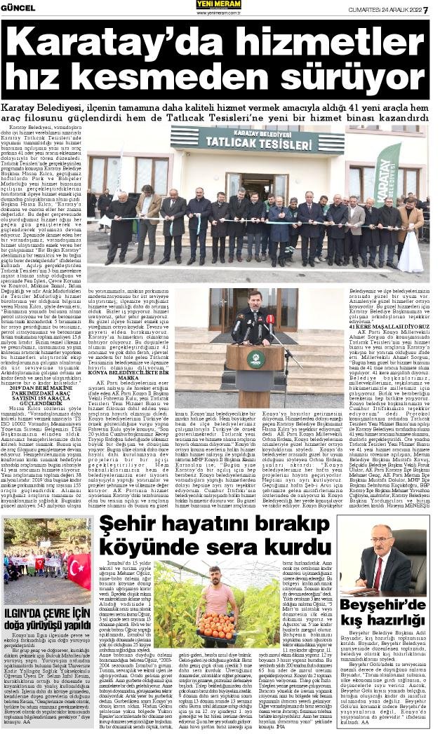 24 Aralık 2022 Yeni Meram Gazetesi