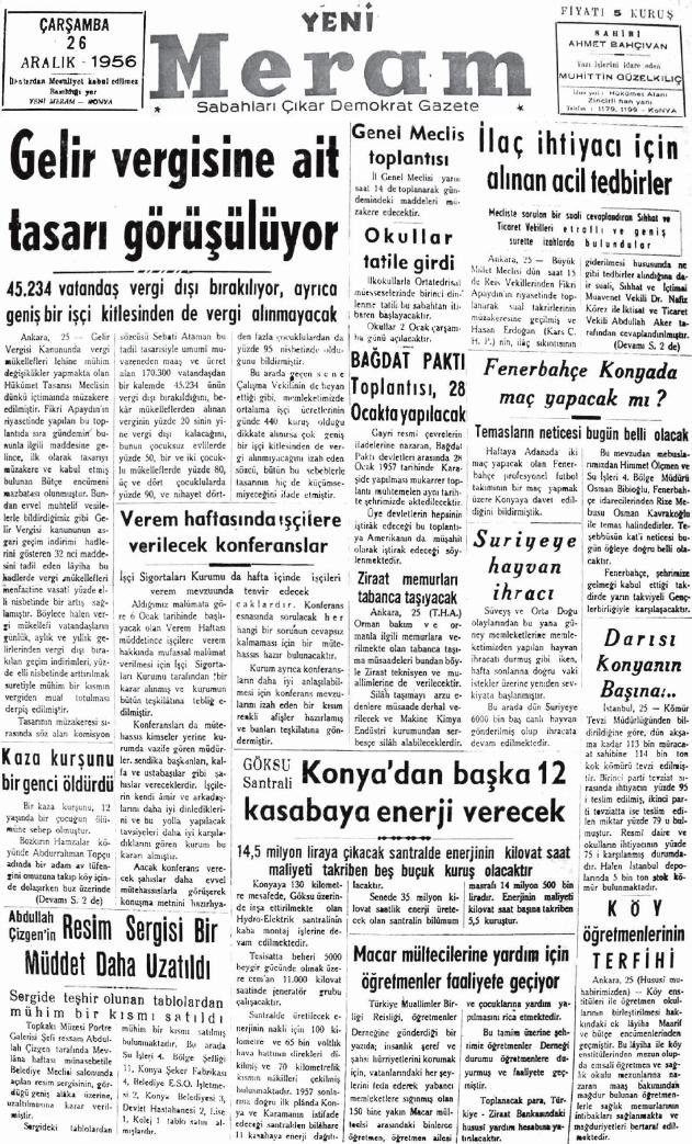 26 Aralık 2022 Yeni Meram Gazetesi
