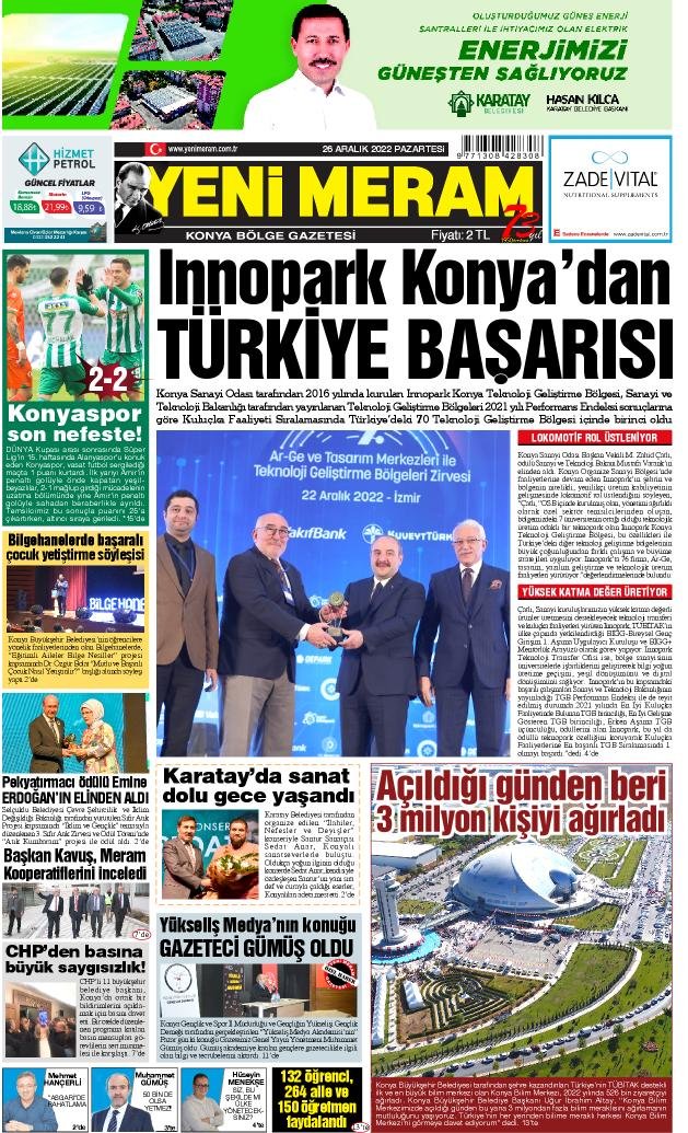 26 Aralık 2022 Yeni Meram Gazetesi
