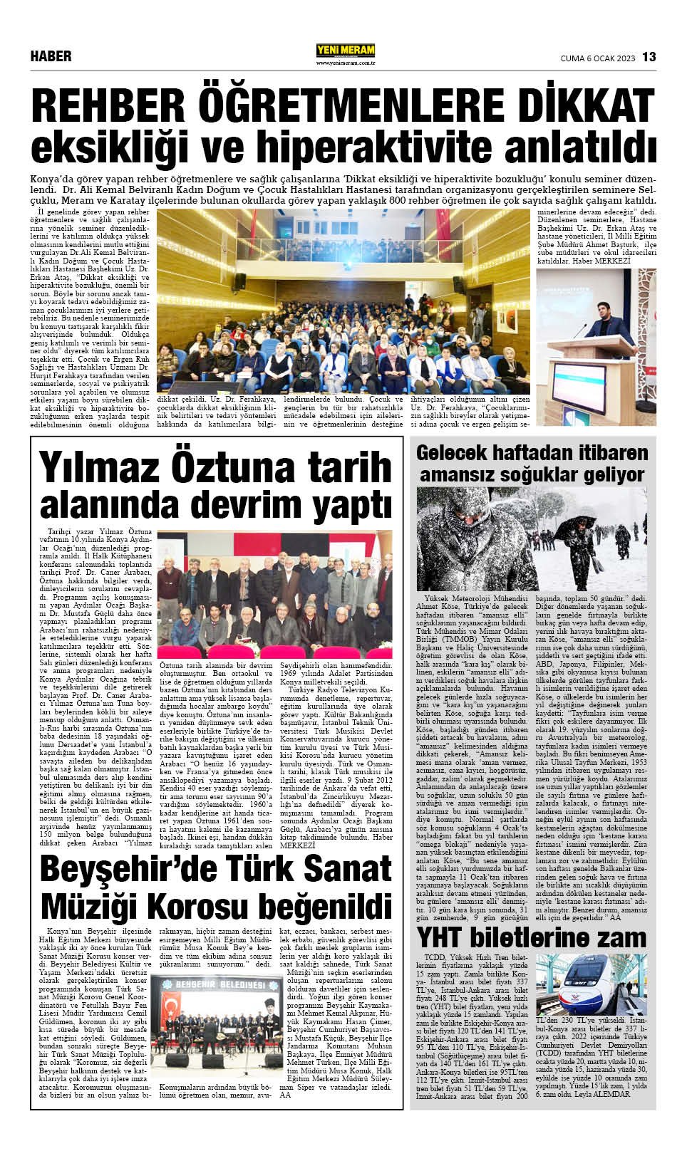 6 Ocak 2023 Yeni Meram Gazetesi
