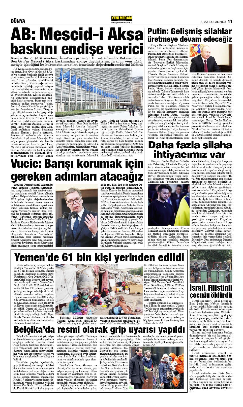 6 Ocak 2023 Yeni Meram Gazetesi
