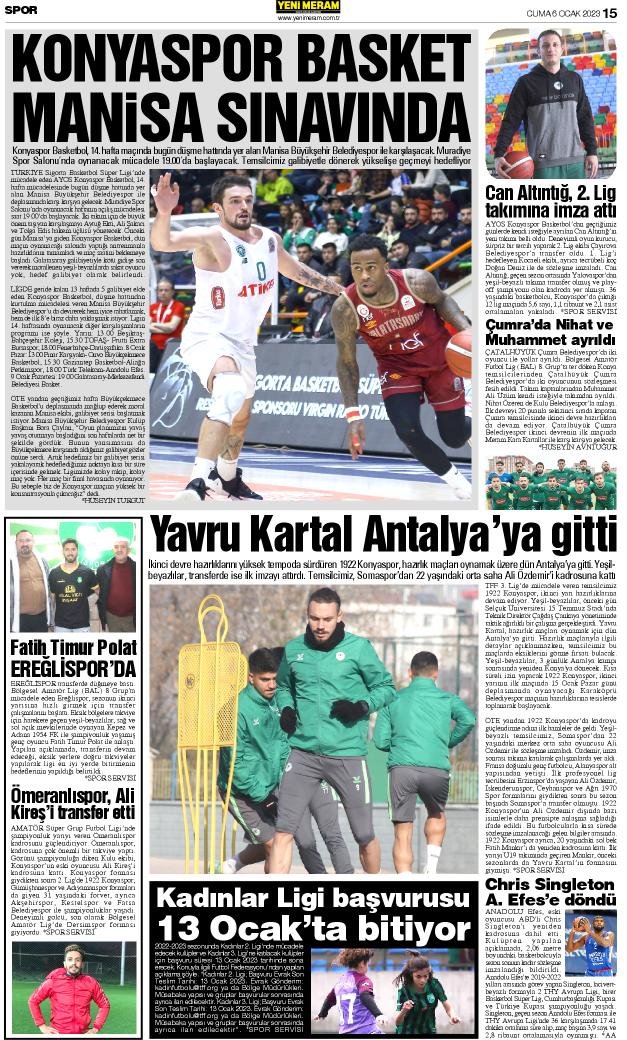 6 Ocak 2023 Yeni Meram Gazetesi
