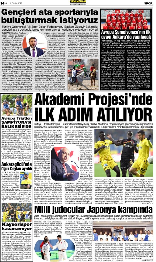 10 Ocak 2023 Yeni Meram Gazetesi
