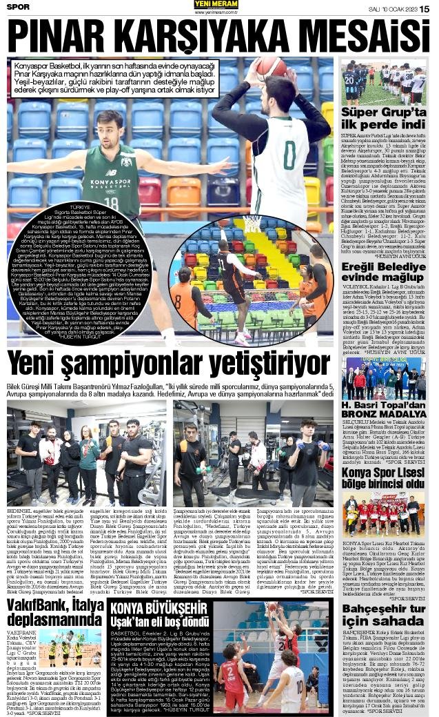 10 Ocak 2023 Yeni Meram Gazetesi
