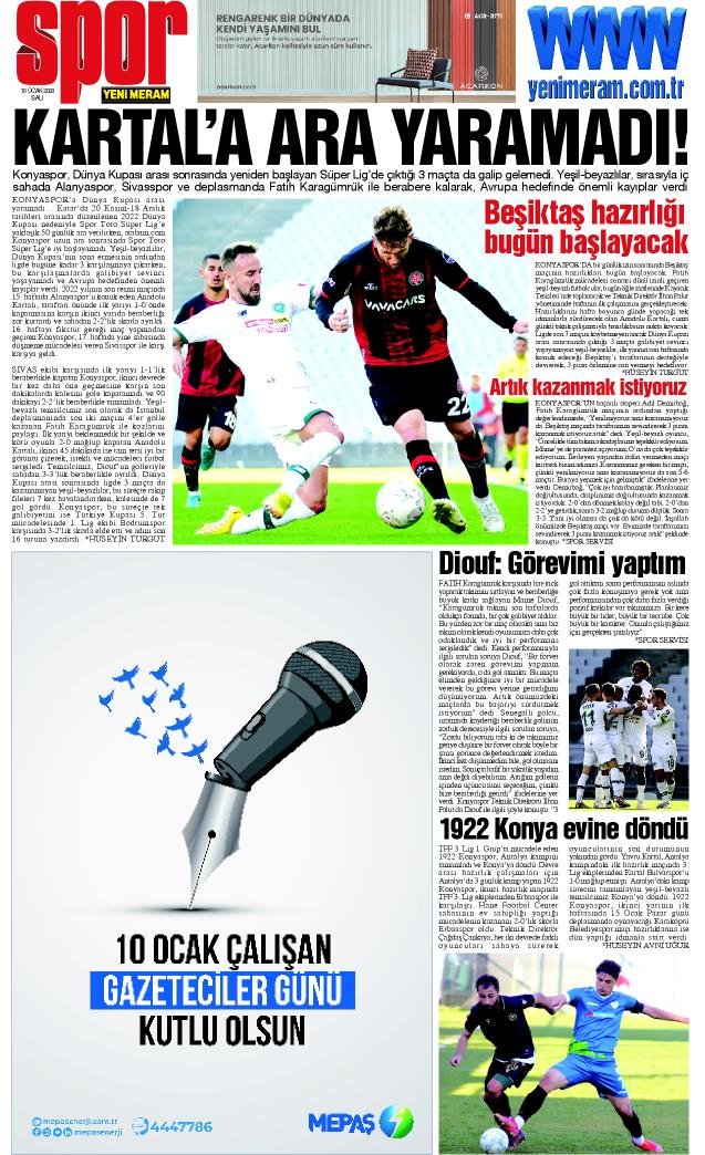 10 Ocak 2023 Yeni Meram Gazetesi
