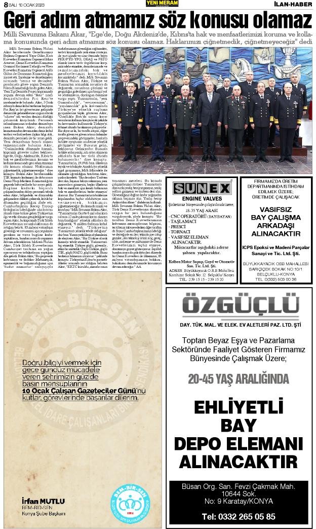 10 Ocak 2023 Yeni Meram Gazetesi
